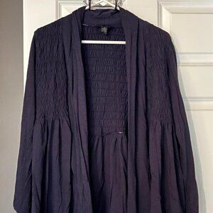 ALFINI navy blue long open front cardigan sz MED